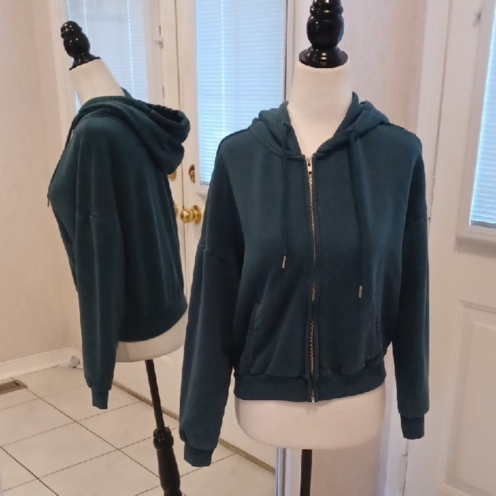 4/$60 Dark Teal Zippered Hoodie - Size XS